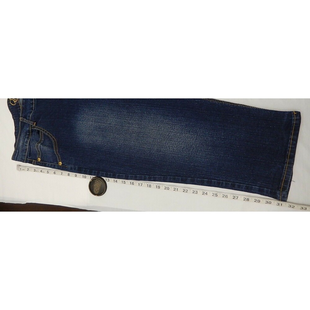 Elite Jeans Women Jeans Plus Sz 21/22 Flared High Rise Dark Wash Stretch Crop - Picture 5 of 8